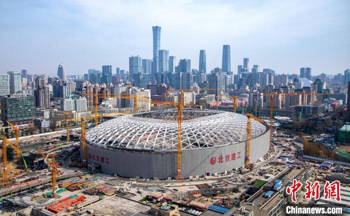 “新工体”鸟瞰现场图。 中赫工体供图 “新工体”鸟瞰现场图。 中赫工体供图
