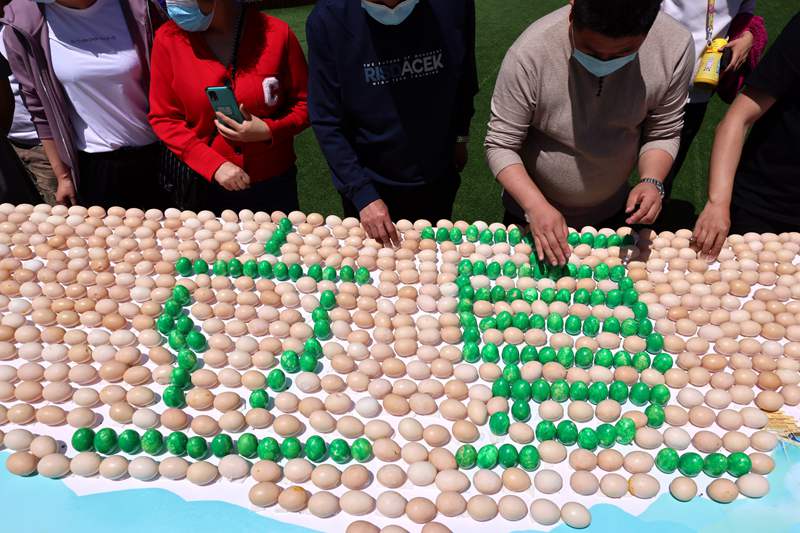 河南老君山：千枚鸡蛋拼“立夏”迎传统节气